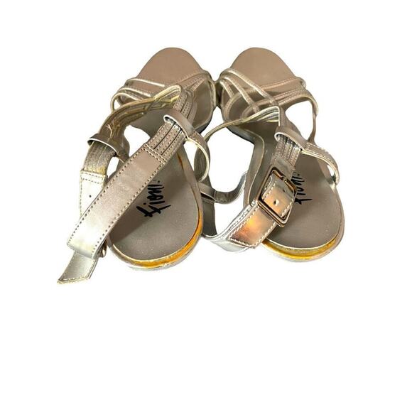 Silver party shoes pumps stilettos 3” heels wide sling back straps size 8 - Picture 4 of 8